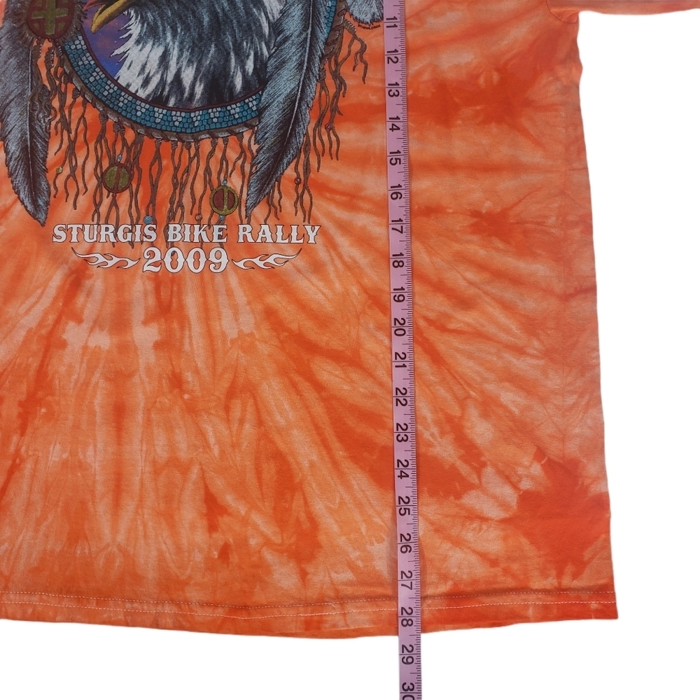 2009 Sturgis Motorcycle Rally T-Shirt Sz XL Orange Tie-Dye Eagle Print Bike Week - Picture 6 of 7